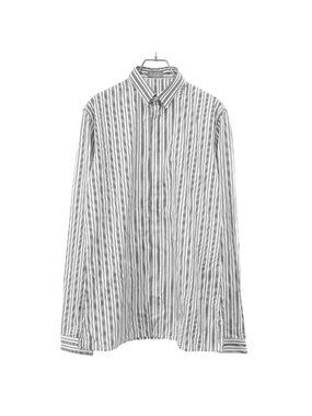 Dior Homme Double Color Fly Front Striped Shirt White Black 38